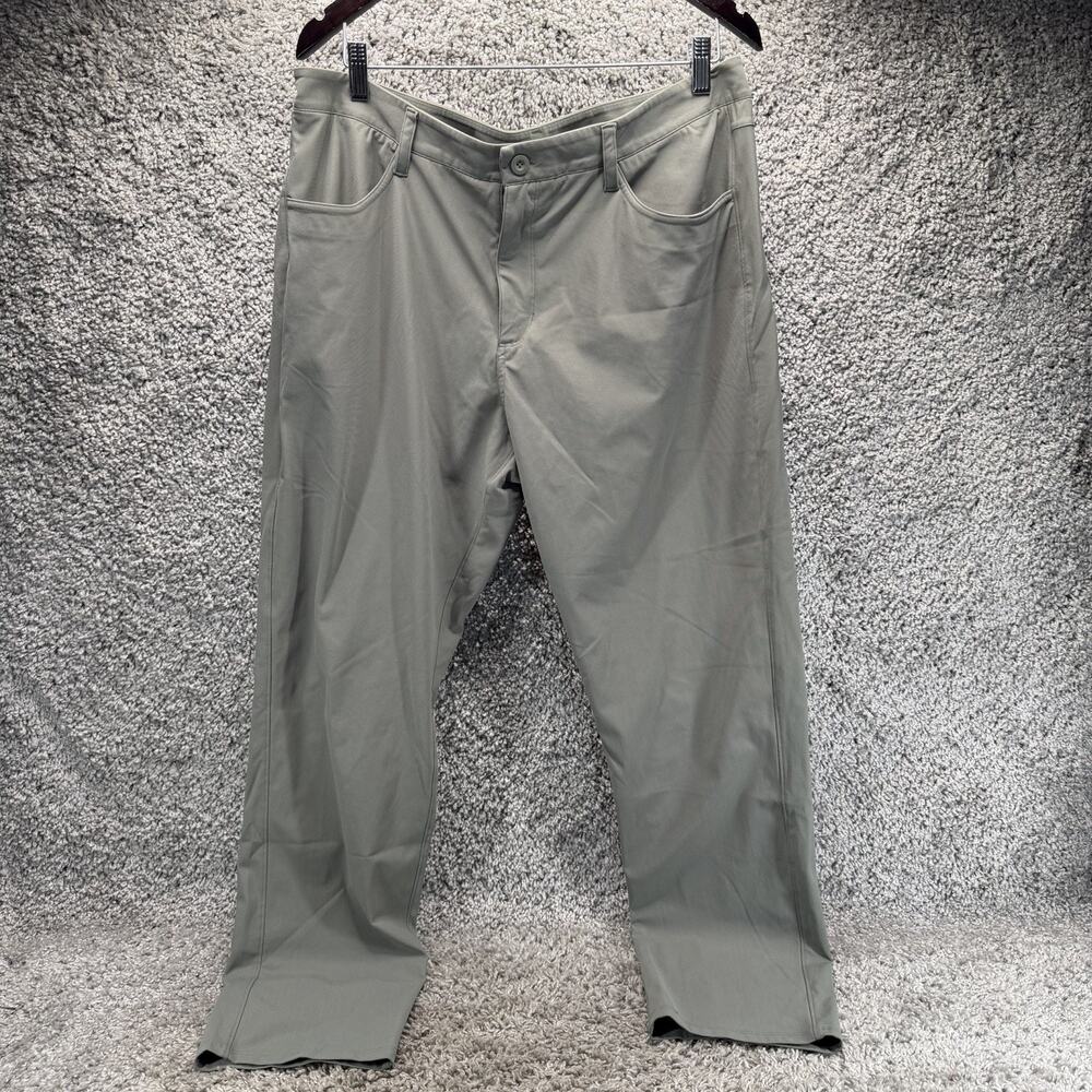90 Degree By Reflex Men’s XL Gray Green Stretch Tricot Pants Straight Leg Zip